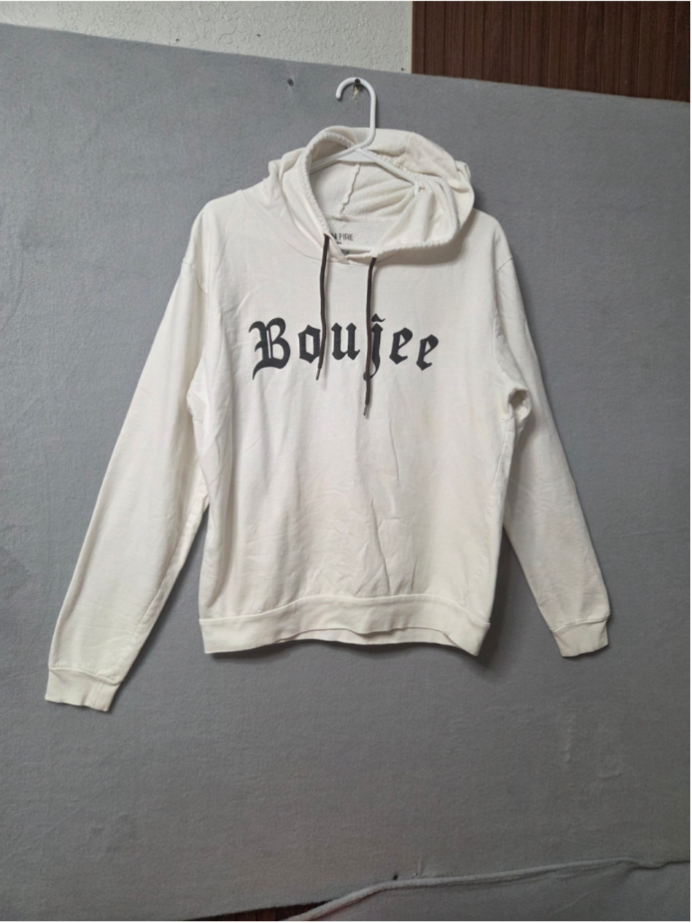 Women's On Fire Boujee Hoodie Sweatshirt XL White Black
